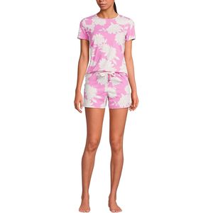 FOXA Ensemble pyjama court en tricot pour femme, t-shirt à manches courtes et short, vêtements de nuit décontractés en tissu doux - Product Image 1