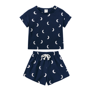 Summer Cute Newborn <span class=keywords><strong>Baby</strong></span> <span class=keywords><strong>Boy</strong></span> Kleidung Sets Strickst reifen Pyjamas Home Kleidung für Jungen und Mädchen Großhandel - Product Image 2