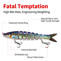WildTrek Leurre de pêche rigide multi-articulé en ABS à 8 segments, 13,5 cm 19 g, coulée complète, action nageuse, pour achigan, eau salée et eau douce