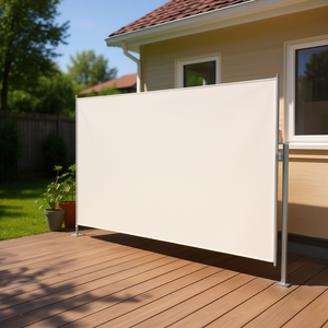 Auvent latéral de patio couleur crème 63x118 pouces, manuel, en tissu polyester anti-UV, fixation murale, design moderne - Product Image 2