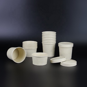 Bol à <span class=keywords><strong>soupe</strong></span> de nouilles chaudes en papier kraft blanc biodégradable compostable avec couvercle en PP - Product Image 6