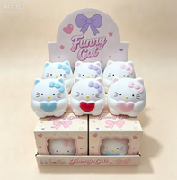 Mainan Squishy Kucing KT Lucu, Mainan Pereda Stres TPR Maltose yang Dapat Dibentuk Ulang, Mainan Dekompresi Kucing Hati Pita Imut Grosir