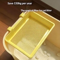 Grande pelle à litière pour chat en acier inoxydable à mailles fines avec support de suspension 2-en-1 et filtre rapide pour un nettoyage facile