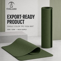 Tapete de Yoga Ortopédico Yugaland de TPE de un Solo Color, con Amortiguación de Alto Rebote, para Fisioterapia y Pilates, Venta al Por Mayor de Fábrica