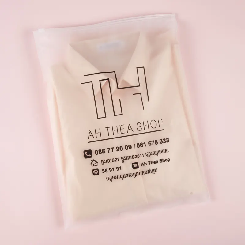 Custom Matte Frosted Plastic Packaging Zipper Bags Biodegradable T Shirt Swimwear Zip Lock Clothing Packing Bags With Logo