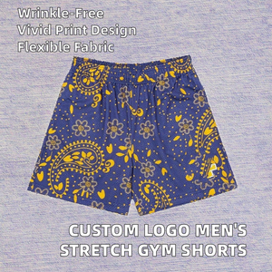 Pantalones Cortos Deportivos de Malla Elástica para Hombre, de Alta Calidad, con Logotipo Personalizado OEM, Tejidos, 100% Poliéster, para Gimnasio, Running y Fitness - Product Image 2