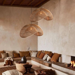 Hand Woven Rattan Chandelier Oval E27 Led <b>Light</b> Source For Living Room Bedroom <b>Dining</b> Room Zen Style Pendant Lamp - Product Image 4