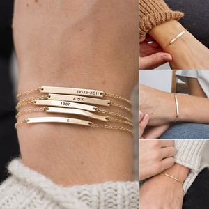 ハイエンドステンレススチールターニッシュフリージュエリーチェーンリンクPVD18Kゴールドメッキ刻印可能ブランクバーカップルブレスレット - Product Image 5