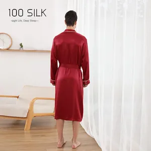 Neuheiten 22 Mumi Herren Sexy Schweres Garngefärbtes Gewebtes 100% Maulbeerseide 2-Teiliger Pyjama Atmungsaktiv Langarm Mittellang - Product Image 3