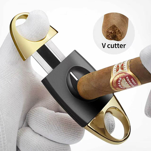 Coupe-cigares portable de luxe moderne à double lame en métal JH, prêt à être expédié, avec lame tranchante en acier inoxydable 304 - Product Image 3