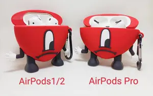 סיטונאי 3d חמוד Gen 2 מעצב סיליקון Airpod מקרה מותאם אישית יוקרה אדום לב רע באני עבור אפל Airpod מקרה רע באני