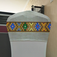 Housses de dossier de chaise extensibles avec logo croix éthiopienne traditionnelle pour salles de réunion, sièges de marketing, stades et théâtres