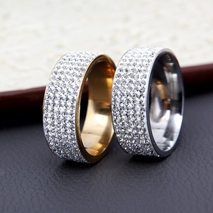 Anillo de Acero Inoxidable Chapado en Oro PVD de 18K, Resistente al Agua, con Incrustaciones de Diamantes de Imitación, para Hombre y Mujer |   Hipoalergénico, No se decolora, Duradero - Product Image 6