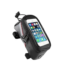 Bicycle Front Bag Fixed on Bike Headset Hole Waterproof Phone Bag Polyester 450D PVC PE+EVA Smart Phone Bag