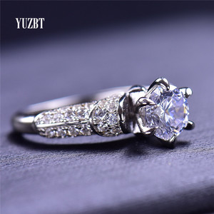 Anillo de plata de primera ley y diamante sintético para mujer, sortija, plata esterlina 925, Diamante de 1 quilate, moissanita, Color D - Product Image 2