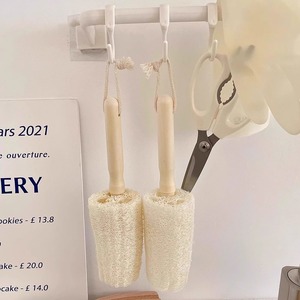 Solid Wood <b>Handle</b> Loofah <b>Sponge</b> Cup Brush With Hanging Loop For Kitchen Cleaning - Product Image 3