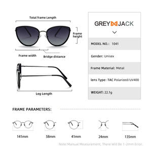 Nuevas gafas de sol tipo ojo de gato para mujer polarizadas UV400 con montura completa y lentes TAC en negro, gris y dorado 1041 - Product Image 4