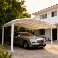 Abri de voiture moderne de luxe en alliage d'aluminium, arqué, imperméable, avec revêtement en poudre, garantie 10 ans, pour allée de villa, abri de stationnement pour 2 voitures