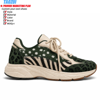 Chaussures de course pour hommes en gros, personnalisables avec logo, imprimé animal (léopard, zèbre), style chunky, tendance, respirantes, confortables et durables