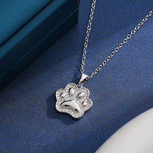Cute Zirconia Pet Paw Print Necklace 18K Gold Plated Cat Dog Footprint Pendant Necklace Minimalist Jewelry for <strong>Animal</strong> <strong>Lovers</strong> - Product Image 5