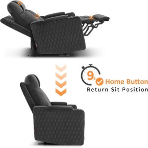 Sillón Reclinable Eléctrico de Terciopelo Extra Grande con Respaldo Dividido, Reposacabezas y Reposabrazos Ajustables - Muebles Modernos para Sala de Estar de Villa - Product Image 5