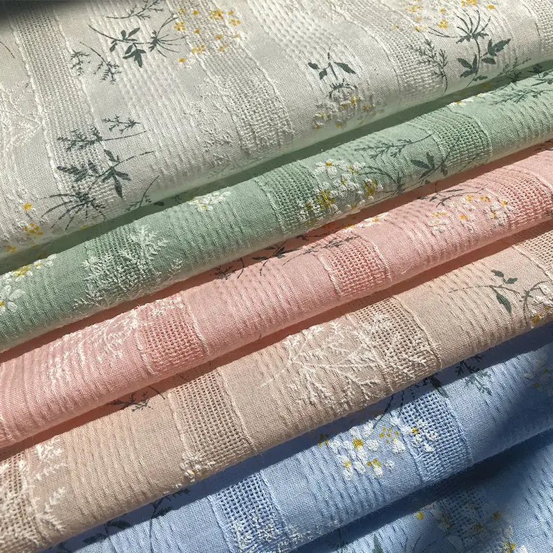 Bordado hueco de impresión de tela Jacquard de tela de algodón vestido hogar Decoración tela de algodón