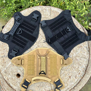 大型犬のペットハーネスの首輪とリーシュプルなしトレーニングの戦術的なステップは、ハンドルで格納式の反射サービスデザイナーを主導しました - Product Image 1