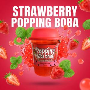 Bebida de Boba con Sabor Clásico a Fresa, 280 ml, Lista para Beber |   Vaso de Jugo de Boba con Pajita, Efecto Explosivo Real, Venta al por Mayor OEM - Product Image 1