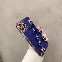 Coque à rabat en forme de cœur pour iPhone, avec breloques, plaqué or, pour iPhone 12 Pro Max, 13, 11, 8 Plus, 7, XR, XS, X, SE 2020