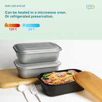 Boîte à lunch carrée jetable de 1350 ml en PP de qualité alimentaire avec joint inviolable, boîte à emporter avec couvercle Teguan