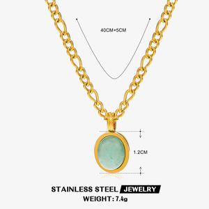 时尚精致镶嵌天然宝石钻石项链不锈钢复古女性项链 - Product Image 5