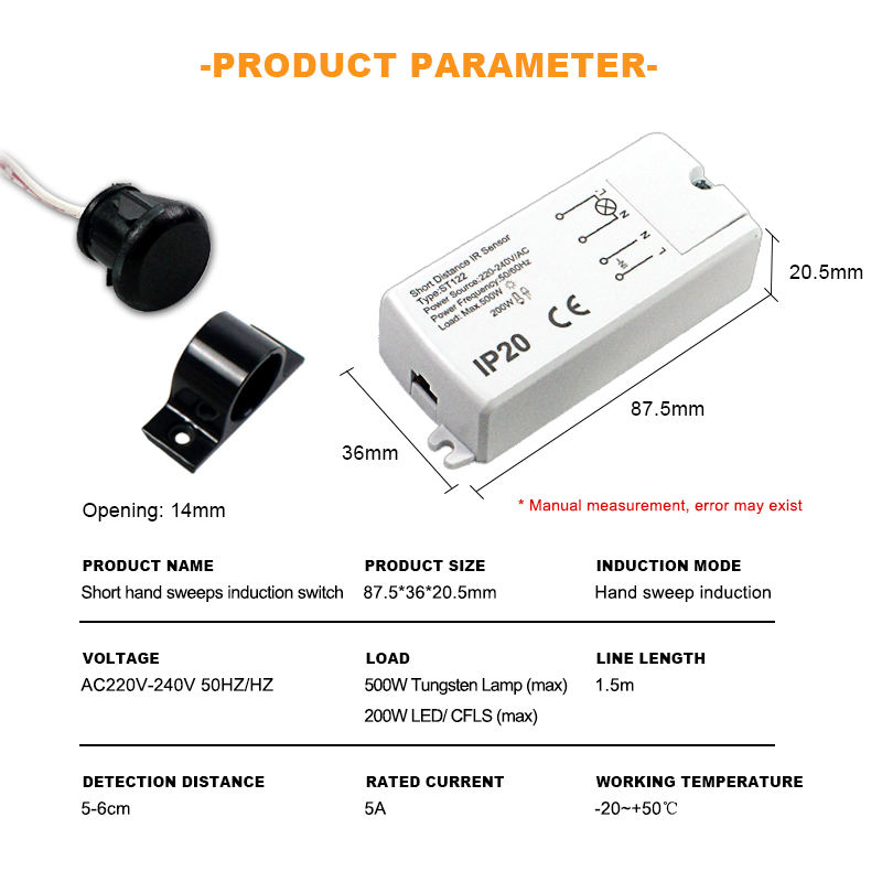 High Sensitivity AC220V-240V Infrared Sensing Switch Short Distance IR Sensor Hand Sweep Inductive Switch Optical Sensors