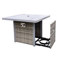 50000Btu cheminée extérieure en acier sans fumée, Patio de jardin, Propane, foyer, Table rectangulaire avec foyer