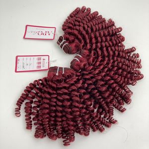 Lot de mèches de cheveux humains vierges rouges, double tirage, cuticules alignées, bouclés profonds, tissage à double trame, confectionné à la machine - Product Image 2