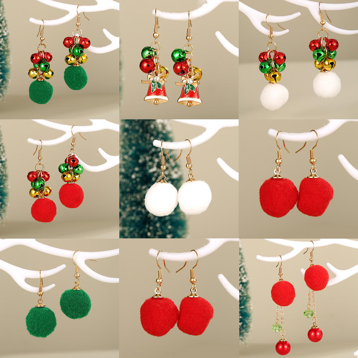 Bijou Fantaisie Tendance Boucles D'oreilles Pompons - Lot De 5