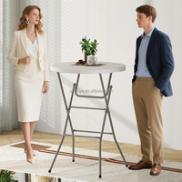 Table pliante légère de 32 pouces, style queue de coq, portable, en plastique, hauteur bar, plateau épaissi, cadre métallique, pieds verrouillables, pour salle à manger
