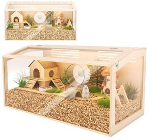 Gaiola de Madeira Personalizada para Hamster de 32 Polegadas, Grande Gaiola para Hamster com Acrílico para Pequenos Animais, Porquinho-da-Índia, Coelho, Rato - Product Image 1