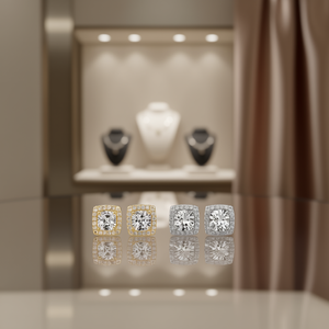 Pendientes clásicos cuadrados con incrustaciones de circonita redonda, aleación chapada en oro, joyería unisex, regalo para mujeres y hombres - Product Image 2