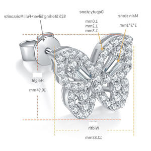 Boucles d'oreilles papillon en moissanite pour femmes, bijoux de qualité supérieure, argent, tendance - Product Image 5