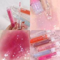 Gloss à lèvres effet eau scintillante, fini verre, huile à lèvres pailletée, hydratant, non collant, repulpant, pour le maquillage quotidien