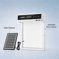 Porte automatique pour poulailler à énergie solaire 48V avec batterie sodium-ion, minuterie LCD, cadre en alliage d'aluminium, étanche