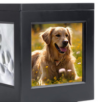 Cadre photo Design Urnes funéraires funéraires en bois noir Urne pour animaux en bois avec empreinte de patte Urne en bois pour animaux de compagnie