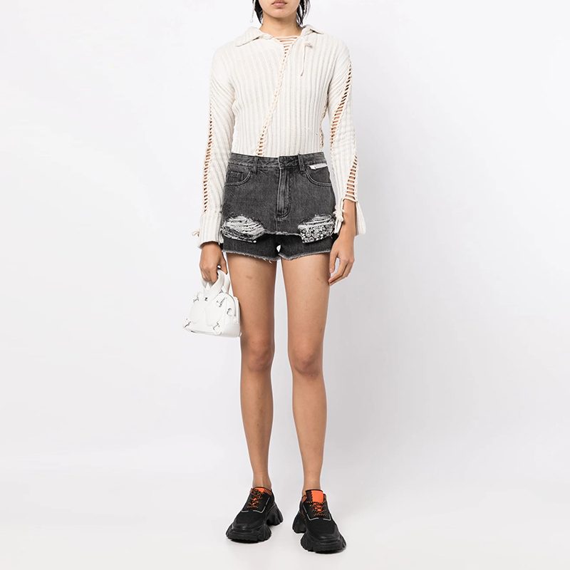 Mid Rise Light Blue Denim Shorts