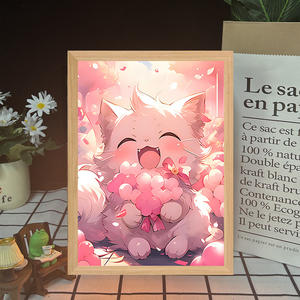 Vente flash : Veilleuse 3D Anime Elf Pet <span class=keywords><strong>Pikacu</strong></span>, mignonne, animaux, chat, chien, panda, décoration de chambre pour étudiants, boîtes en bois, enseignes murales - Product Image 2