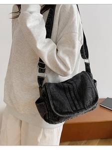 Sac fourre-tout en jean personnalisé pour femme, grande capacité, nouveau style, sac de voyage bandoulière - Product Image 4