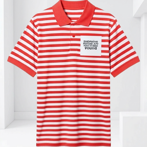 เสื้อเชิ้ตผู้ชายสีแดงคอรัลแบบวินเทจ  โลโก้ด้านหน้า แขนสั้น ระบายอากาศได้ดี ผ้าถัก 100% ผ้าแคนวาส โพลีเอสเตอร์ ผ้าฝ้าย น้ำหนัก 220 กรัม - Product Image 1