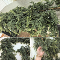 Guirlande de Noël en fausse feuillage de cyprès crypté, 2,7 m, toucher doux, grande vigne suspendue pour plafond