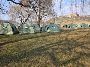 Tente de camping en toile de sergé imperméable de qualité supérieure, type dôme, pour 2-3 personnes, couleur vert armée, 2,5x2,5M 3x3M - Product Image 5