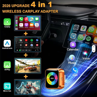 Adaptador Inalámbrico 4 en 1 para CarPlay y Android Auto, Conexión de Espejo para iPhone y Android, USB Plug and Play para Autos con CarPlay Cableado de Fábrica