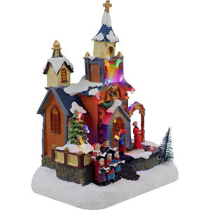 <span class=keywords><strong>La</strong></span> scena della chiesa del villaggio di natale ha animato <span class=keywords><strong>la</strong></span> comunità con il villaggio di neve invernale musicale Pre-illuminato del coro - Product Image 4